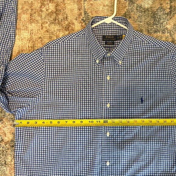 Ralph Lauren Polo Performance Mens Blue Gingham Button-Front Sport Shirt XL Logo - Picture 7 of 10